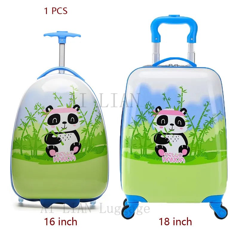 Kids Travel Suitcase with Wheels - Cartoon Anime Rolling Luggage, Carry-Ons Cabin Trolley Bag, Children's Car Suitcase Panda 1PCS 15 / 16"