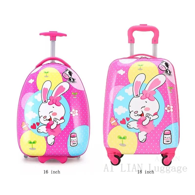 Kids Travel Suitcase with Wheels - Cartoon Anime Rolling Luggage, Carry-Ons Cabin Trolley Bag, Children's Car Suitcase Panda 1PCS 16 / 16"