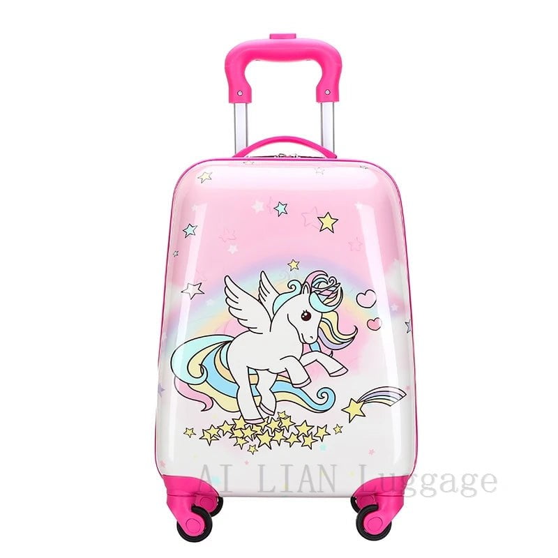 Kids Travel Suitcase with Wheels - Cartoon Anime Rolling Luggage, Carry-Ons Cabin Trolley Bag, Children's Car Suitcase Panda