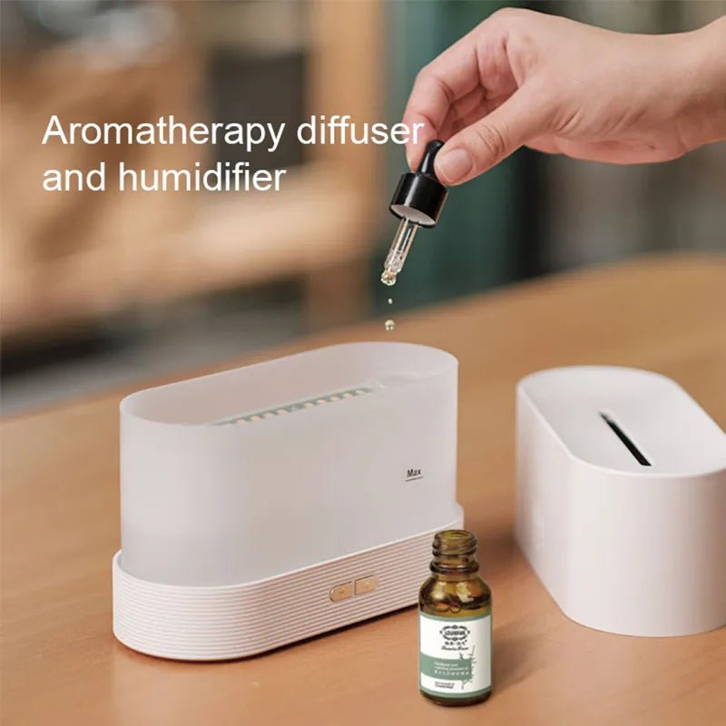 Kinscoter Ultrasonic Aroma Diffuser with LED Flame Lamp - Cool Mist Maker and Essential Oil Humidifier