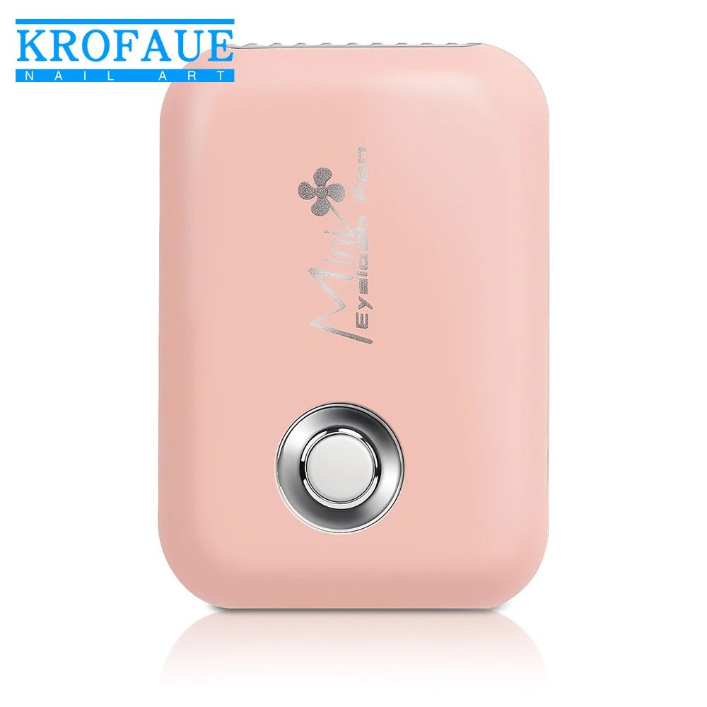 KROFAUE Eyelashes Fan Dryer - Mini Portable Air Conditioning for Lash Extension Graft, Dedicated Dryer with Glue Blower, 3 Gear Speeds Pink