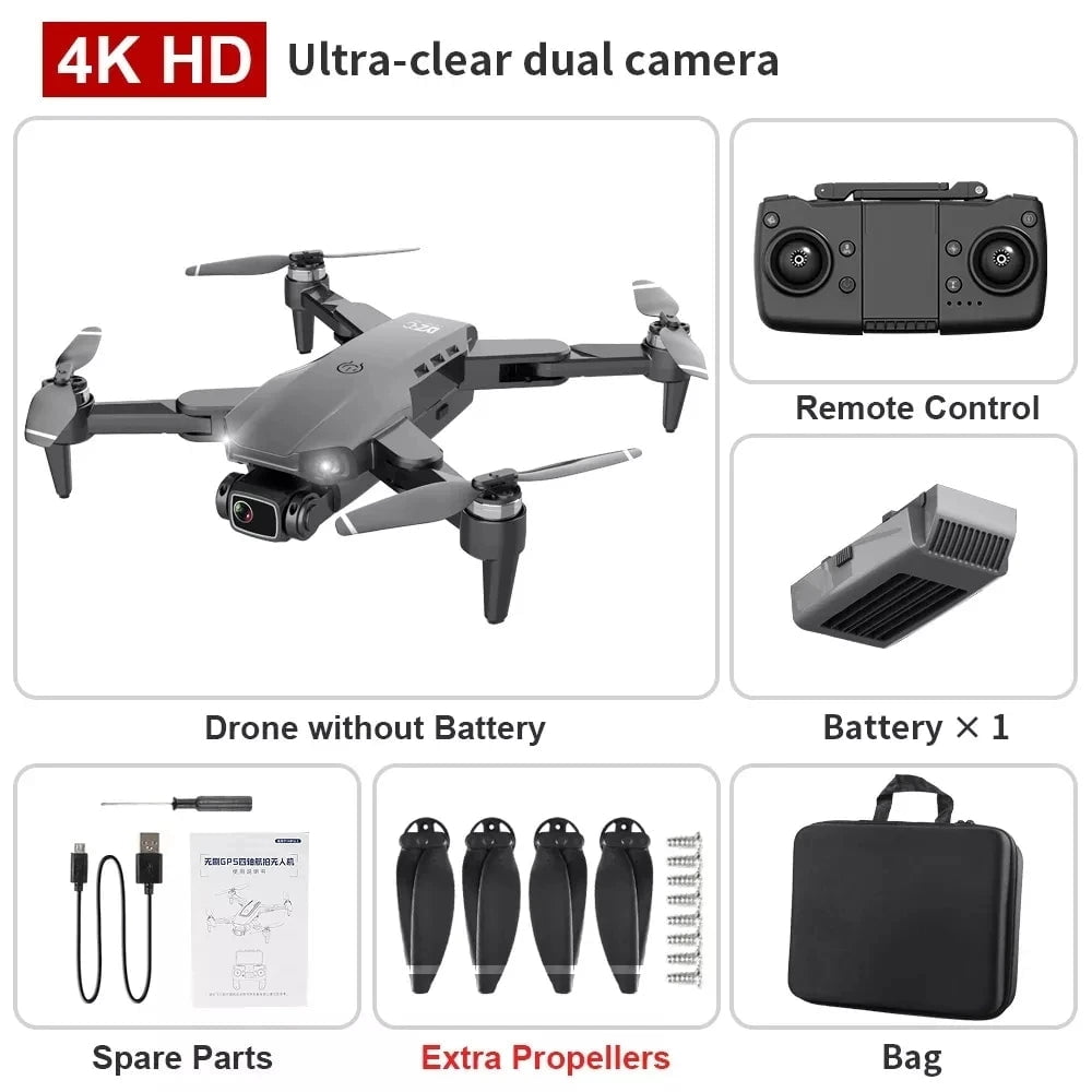 L900 Pro 4K Drone: 5G GPS HD Camera, Brushless, Foldable Quadcopter GPS 4K 1B Bag 1 / CHINA