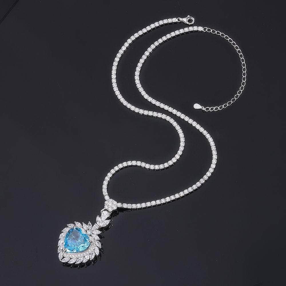Lab Simulated Diamond Gemstone 14k White Gold Heart Pendant Necklace