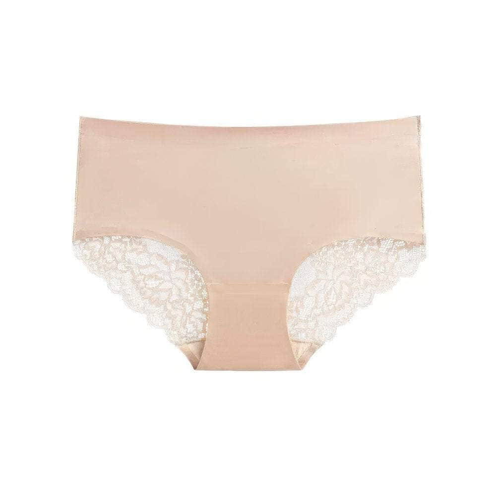 Lace Accented Mid Waist Seamless Panties