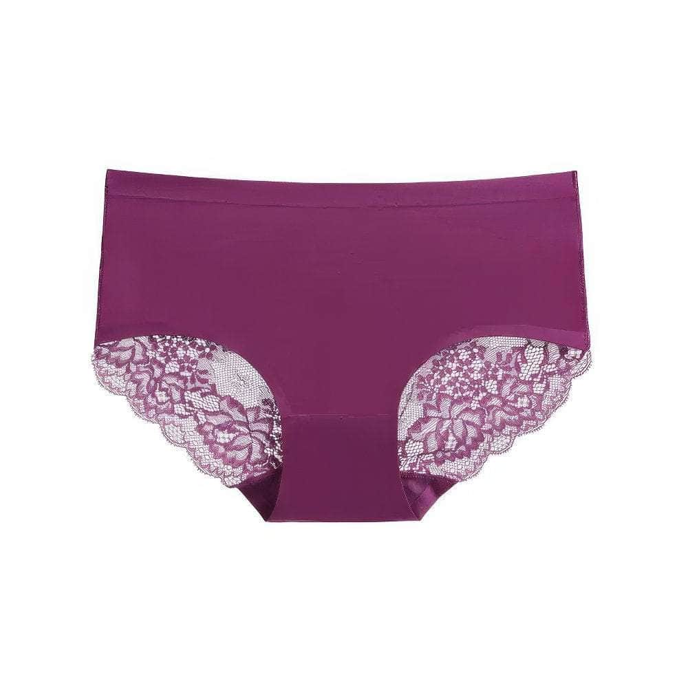 Lace Accented Mid Waist Seamless Panties