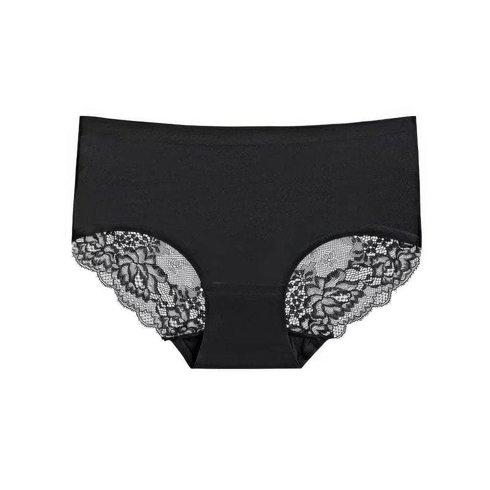 Lace Accented Mid Waist Seamless Panties