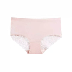 Lace Accented Mid Waist Seamless Panties