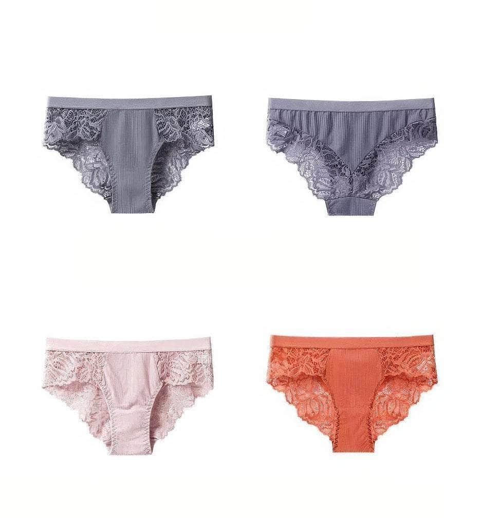 Lace Embroidered Low Mid Breathable Panties