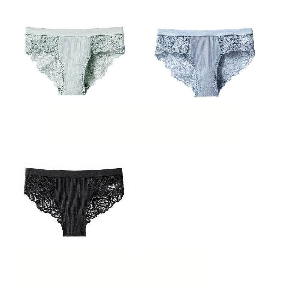 Lace Embroidered Low Mid Breathable Panties