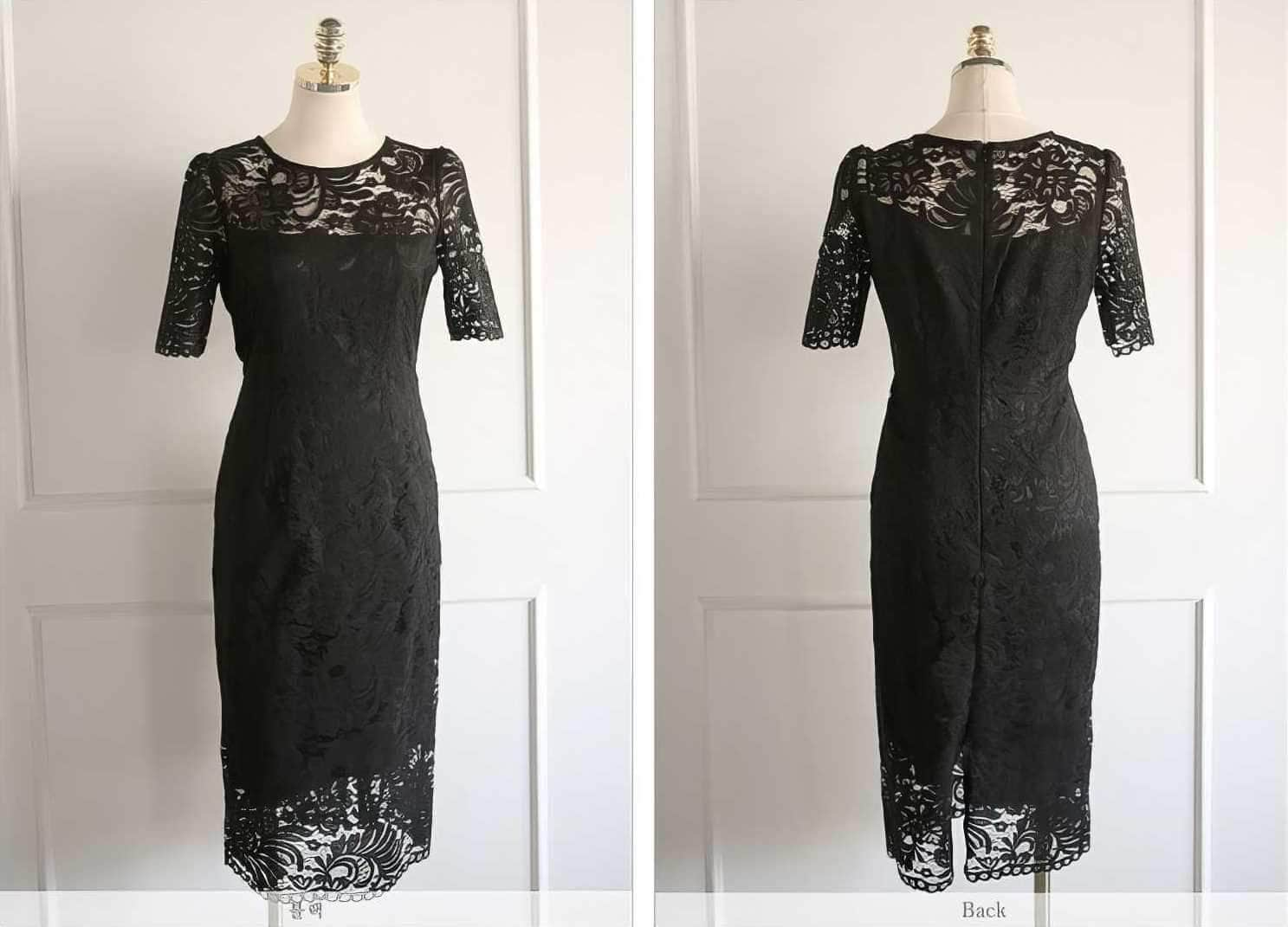 Lace Trimmed Slimfit Midi Dress