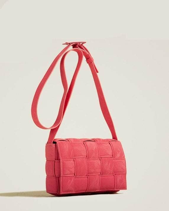 Ladies Crossbody Leather Purse Pink