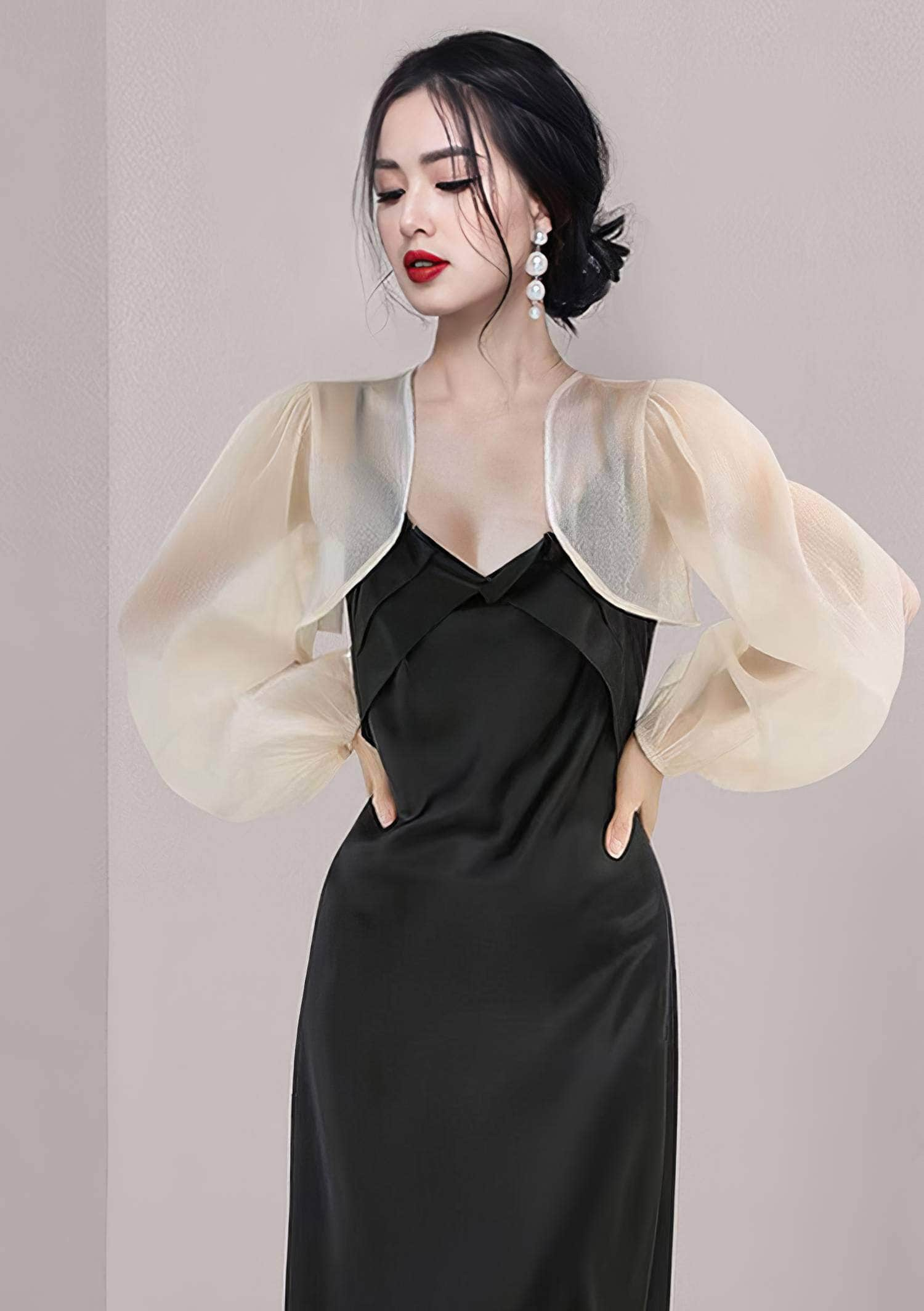 Lantern Sleeves Classy Sheer Bolero