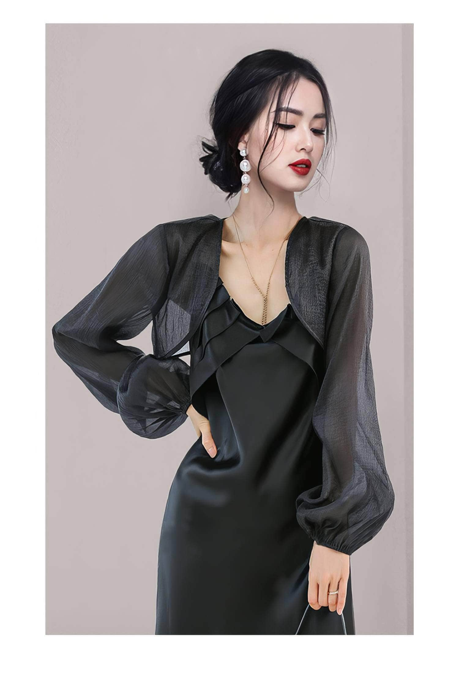 Lantern Sleeves Classy Sheer Bolero