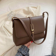 Large Capacity Crossbody Bag with Classic Retro Flip Design for Women Brown