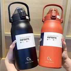 Large Capacity Thermal Water Bottle with Straw - Stainless Steel Thermo Tumbler for Gym, Vacuum Flask for Cold and Hot Insulated Drinks