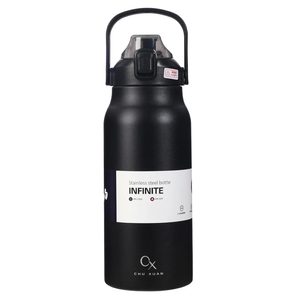 Large Capacity Thermal Water Bottle with Straw - Stainless Steel Thermo Tumbler for Gym, Vacuum Flask for Cold and Hot Insulated Drinks Black / 1300ml