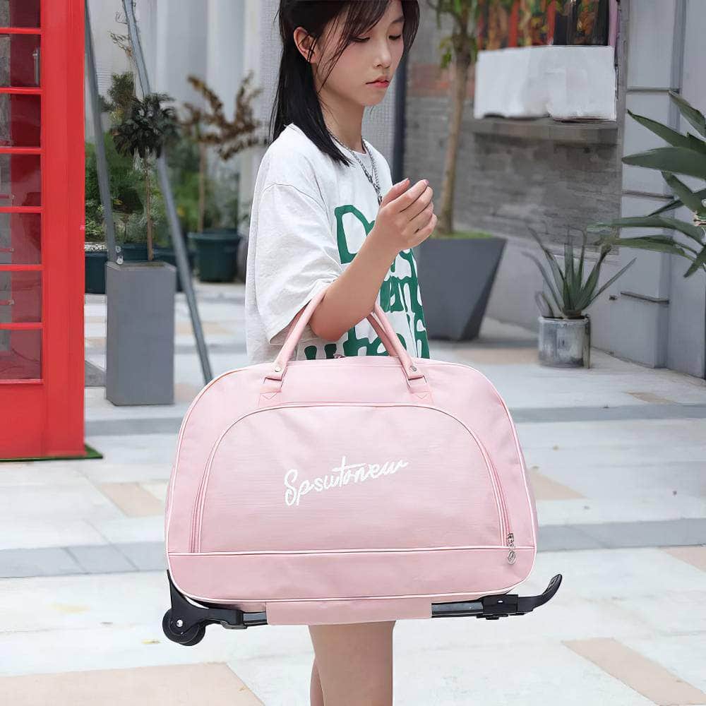 Large Capacity Travel Suitcase Trolley Bag with Wheels - Foldable Duffle Cabin Luggage for Women and Men, Hand Luggage Carry On