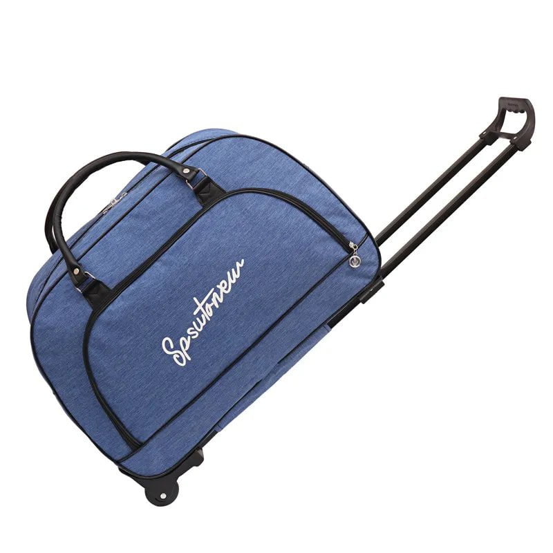 Large Capacity Travel Suitcase Trolley Bag with Wheels - Foldable Duffle Cabin Luggage for Women and Men, Hand Luggage Carry On Royal blue