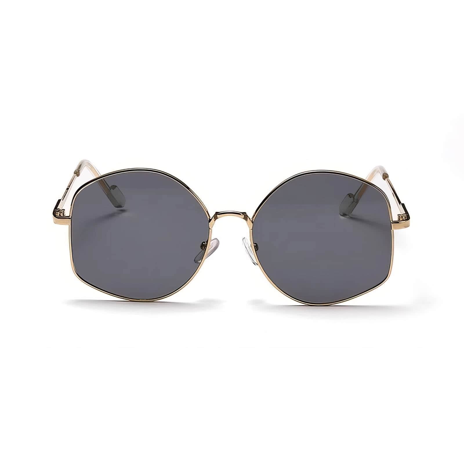 Large Irregular Shape Metal Sunglasses Gray/Gold / Resin