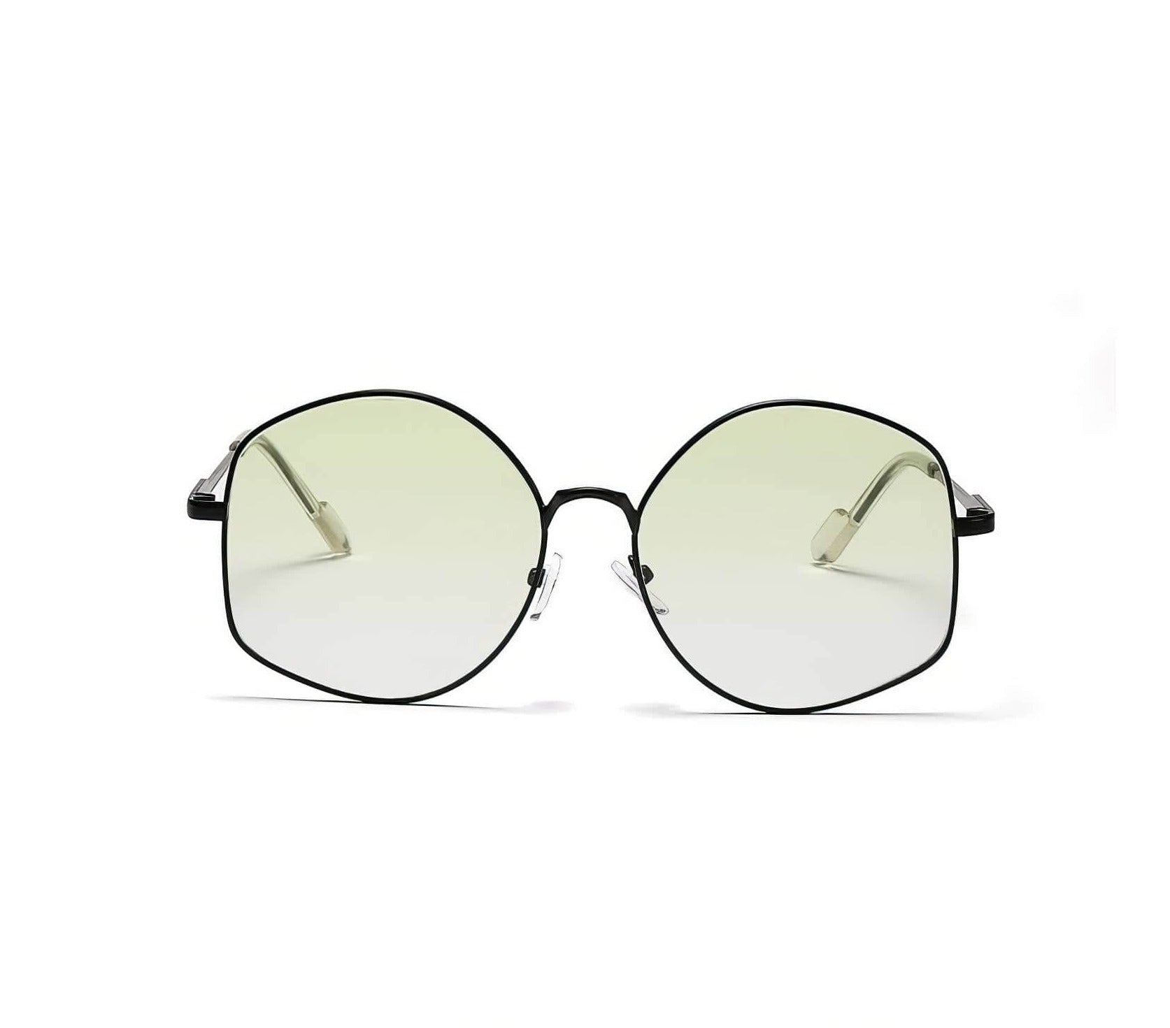 Large Irregular Shape Metal Sunglasses Light Green/Black / Resin