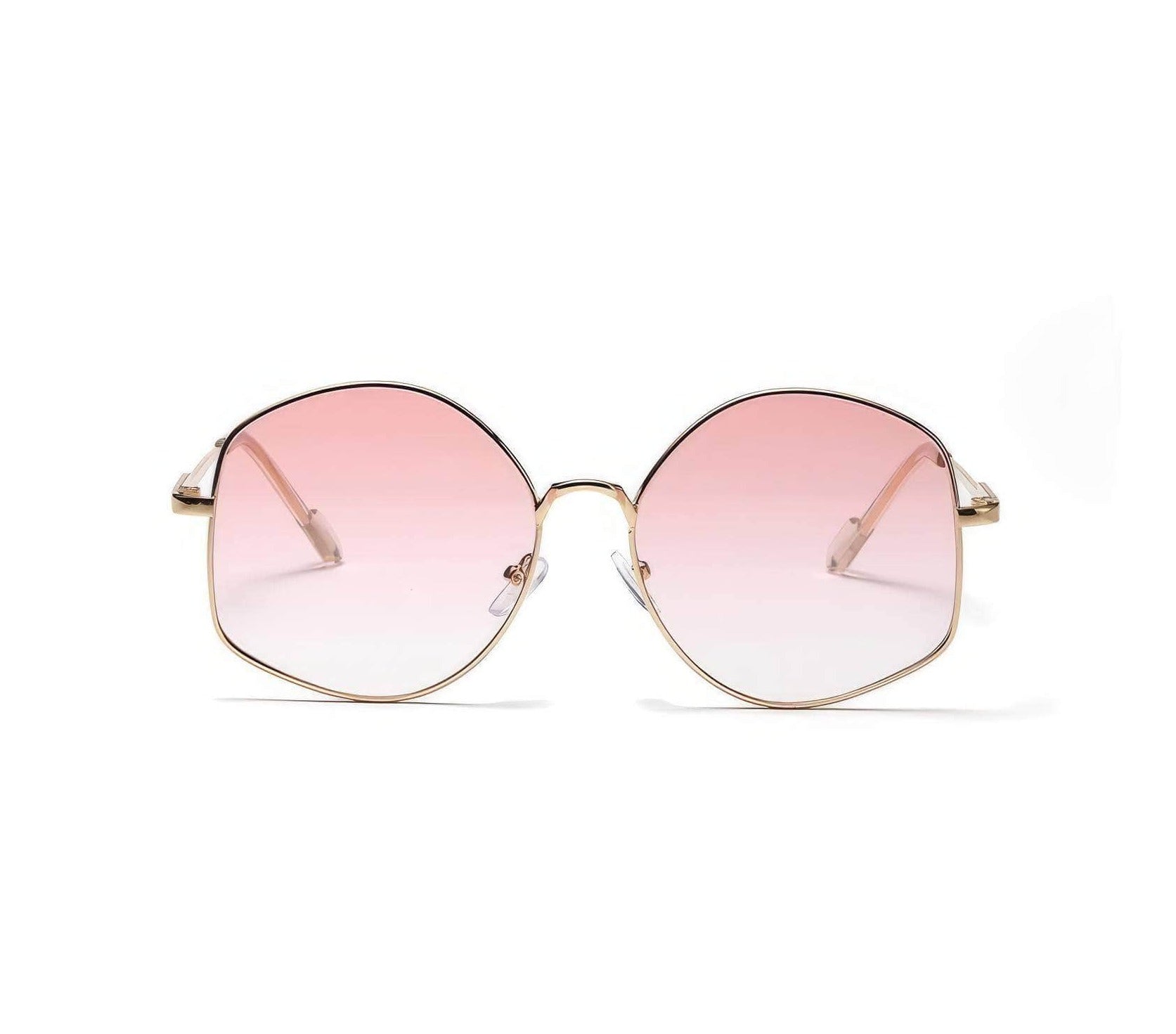 Large Irregular Shape Metal Sunglasses Pink/Silver / Resin