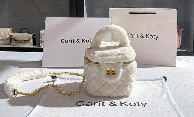 Lavish Quilted Vanity Plush Box Bag White