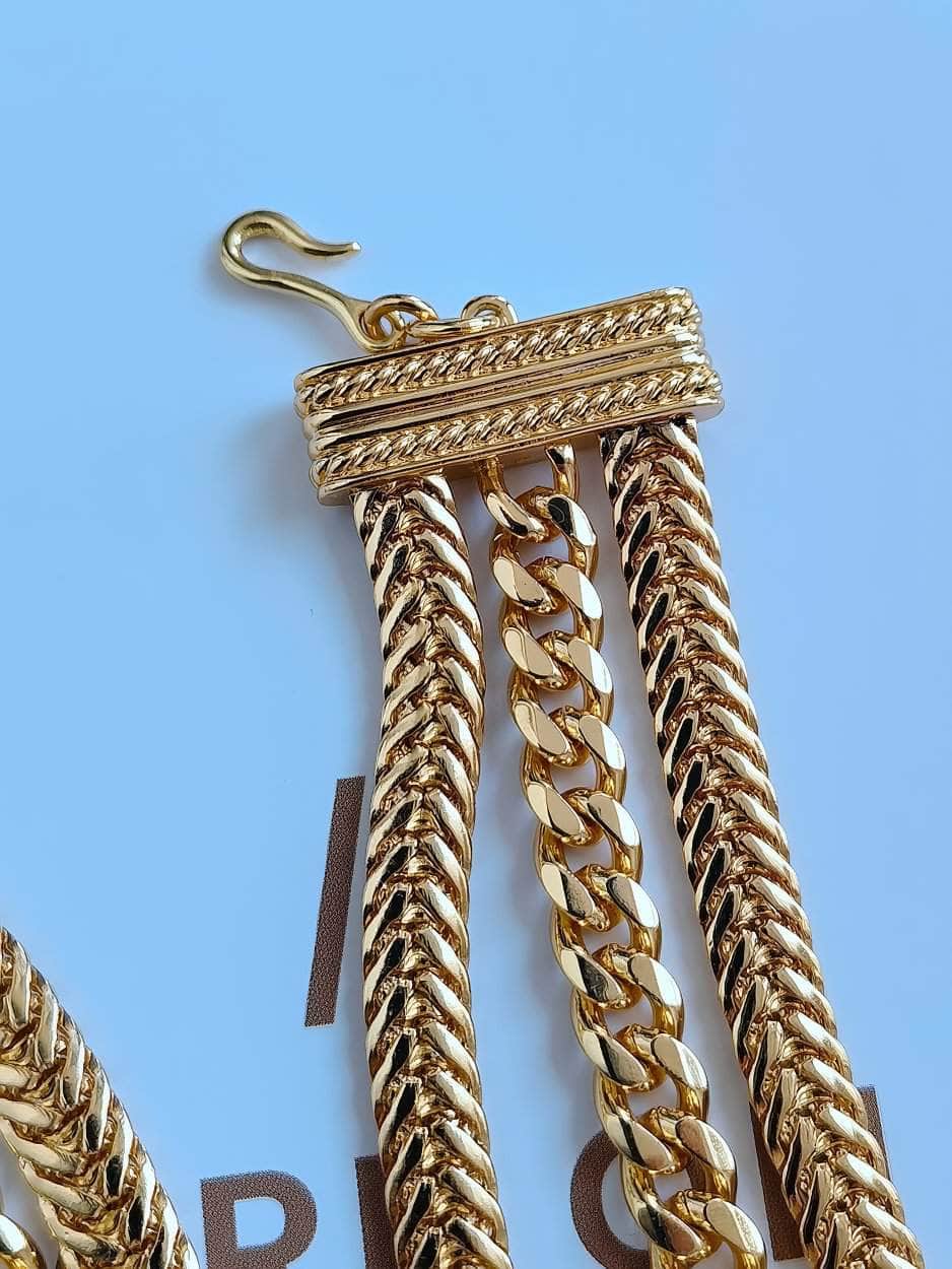 Layered Cuban Link Statement Braided Gold Necklace Gold / Necklace