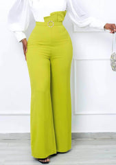 Layered Pleat High Waist Palazzo Pants US 4-6 / YellowGreen