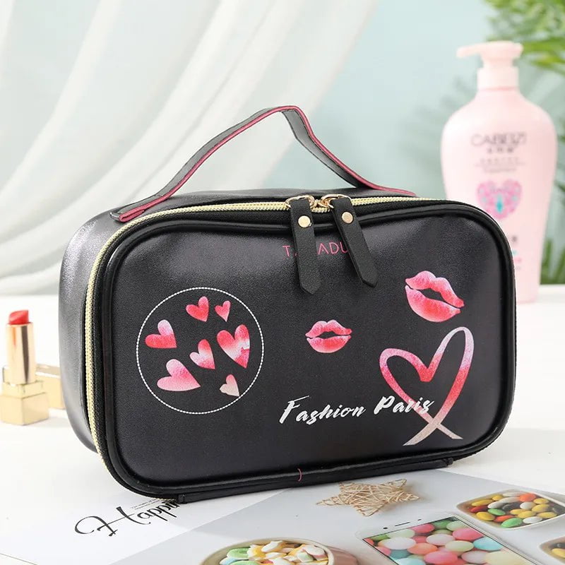 Leather Portable Cosmetic Bag – Multifunction Travel Toiletry Organizer 4