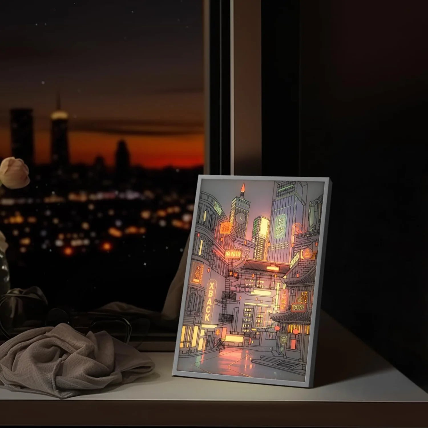 LED Anime City Night View Light: USB Night Lamp