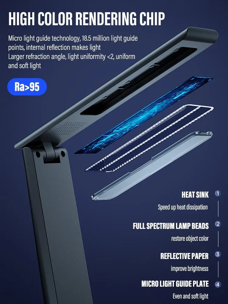 LED Folding Desk Lamp - USB Charging, Touch Control, Dimmable, Eye Protection for Reading, Study, Office, Bedroom, Bedside Folding table lamp
