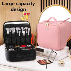 LED Lighted Cosmetic Case: Portable Waterproof PU Leather Makeup Storage