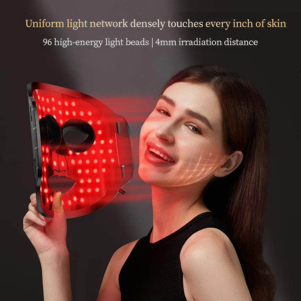 LED Mask Photon Therapy - Red Light Therapy, 7 Color LED Therapy, Anti-Aging Advanced Photon Flexible Soft Mask for Skin Care Black