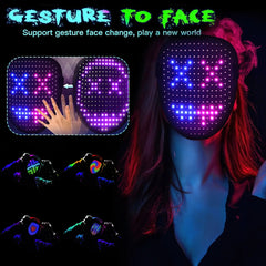 LED Mask with Gesture Sensing, Deformation, and Digital Glow - Perfect for Holiday, Christmas, Carnival, DJ Party, Makeup Ball Led Mask