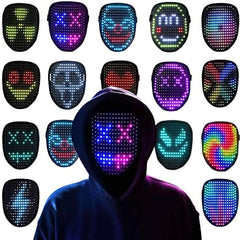 LED Mask with Gesture Sensing, Deformation, and Digital Glow - Perfect for Holiday, Christmas, Carnival, DJ Party, Makeup Ball Led Mask