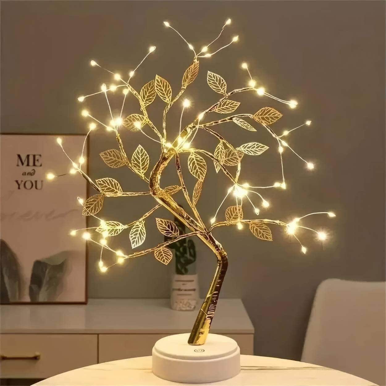 LED Tree Table Lamp: Adjustable Touch Switch, DIY Artificial Xmas Tree Fairy Night Light, Home Christmas Decoration Warm