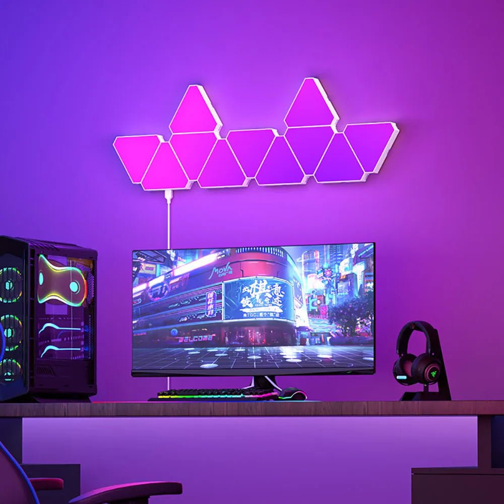 LED Triangular Quantum Lamp RGB Wall Light for Bedroom, Bedside, and Office Decoration