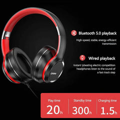 Lenovo HD200 Bluetooth Earphones - Over-ear Foldable Wireless Headphones with Noise Cancellation, HIFI Stereo, Gaming Headset HD200 Black