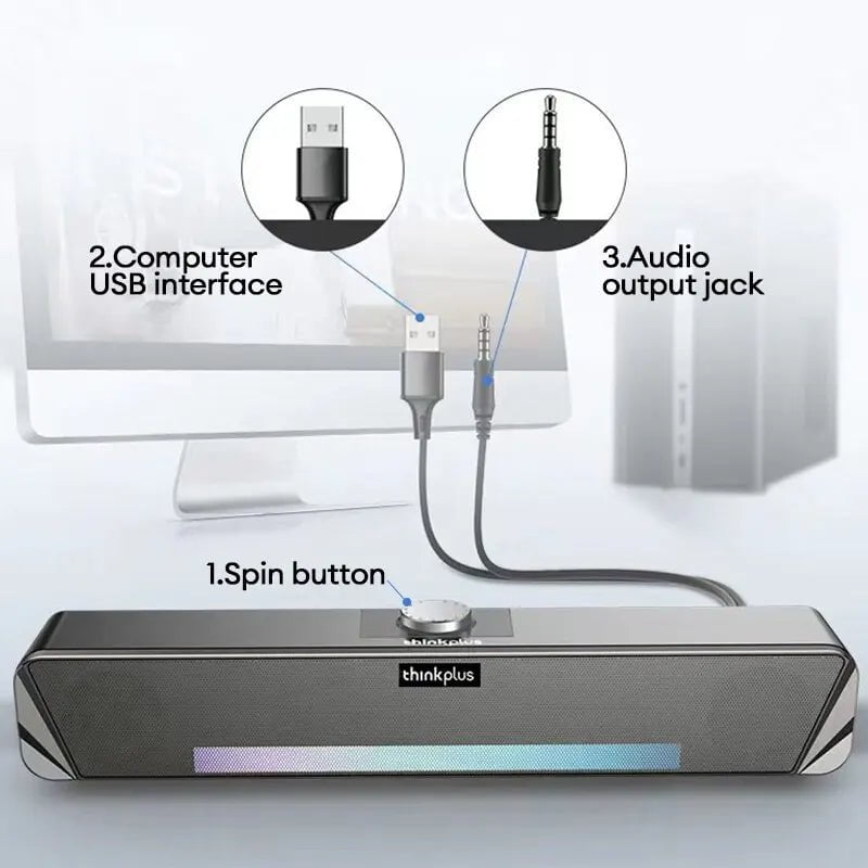 Lenovo TS33: Wired & Bluetooth 5.0 Surround Sound Speaker TS33 B / 2 inches