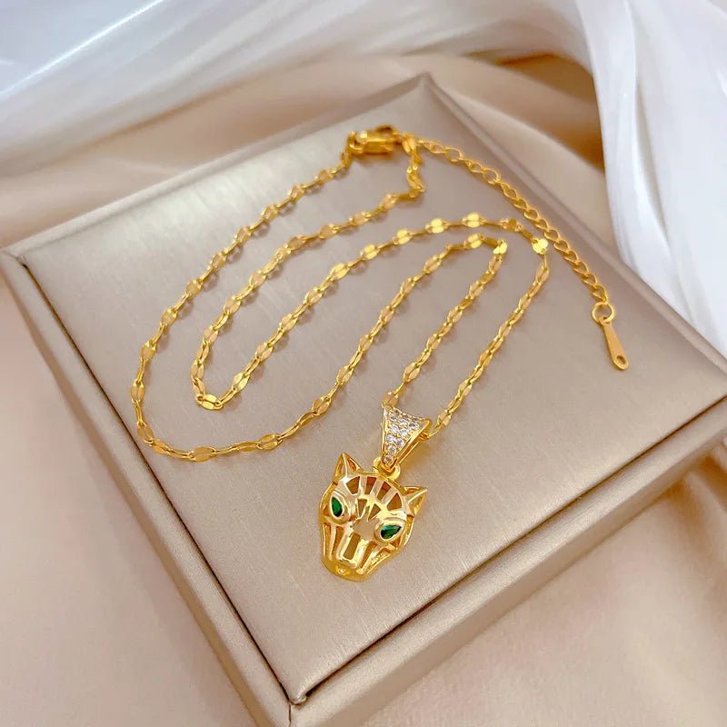 Leopard Head Pendant Necklace Clavicle Chain Jewelry N2147