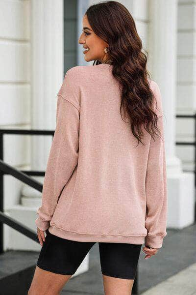 Letter Graphic Round Neck Sweatshirt