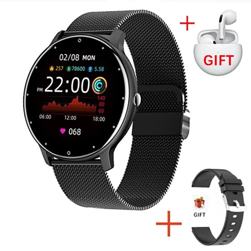 LIGE ew Smart Watch: Real-time Activity Tracker, Heart Rate Monitor, Sports Watch for Men and Women - For Android & iOS Black Mesh Belt