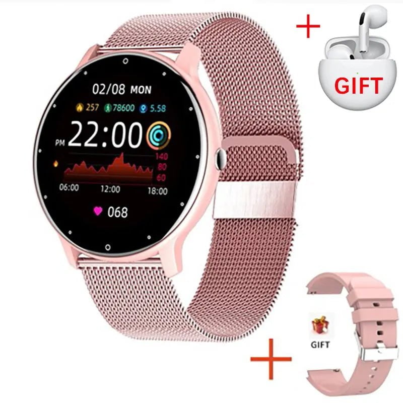 LIGE ew Smart Watch: Real-time Activity Tracker, Heart Rate Monitor, Sports Watch for Men and Women - For Android & iOS Pink Mesh Belt