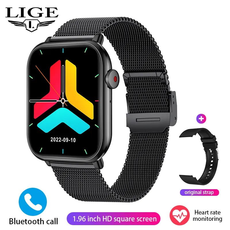 LIGE New Smartwatch Mesh belts Black / Voice Assistant