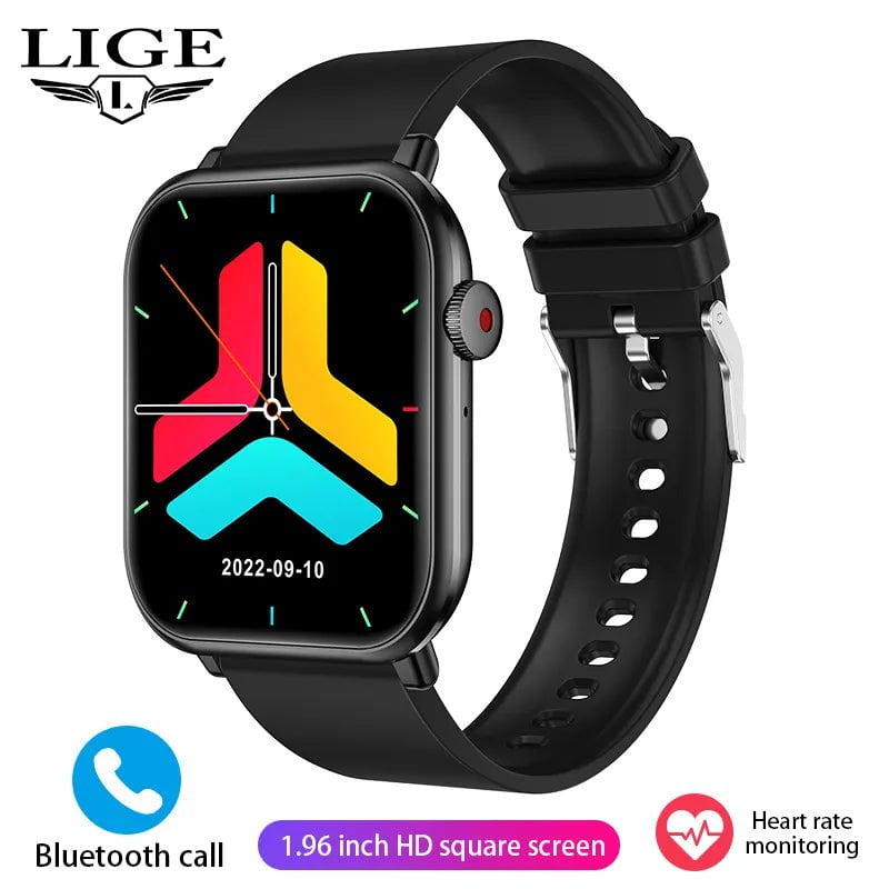 LIGE New Smartwatch silicone Black / Voice Assistant