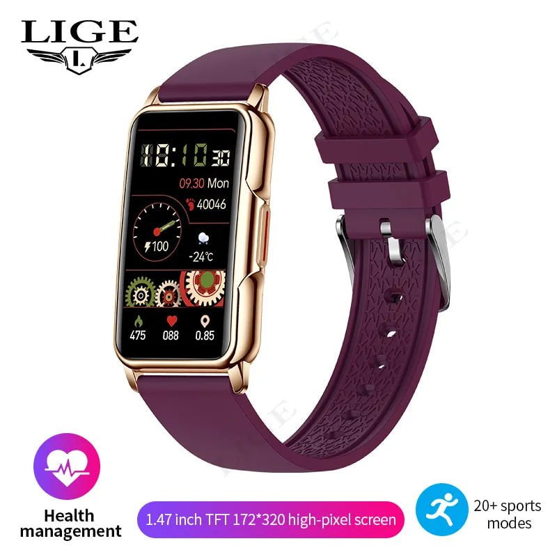 LIGE Smart Watch: Bluetooth Music, Fitness Sports Bracelet, Sleep Monitor purple