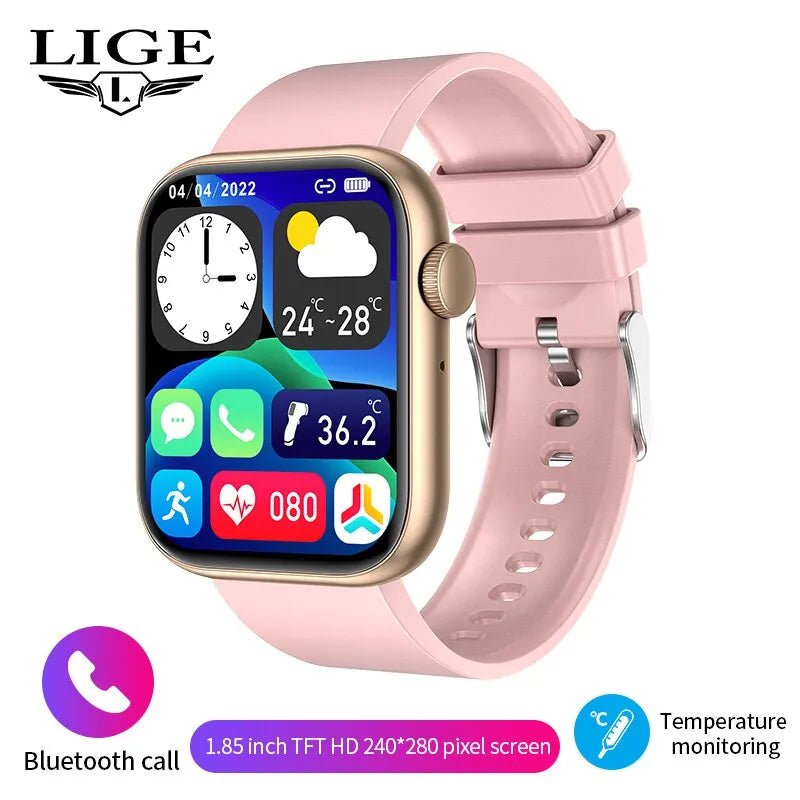 LIGE Smart Watch for Women: Full Touch Screen, Bluetooth Call, Waterproof, Sport Fitness Tracker, Smartwatch Lady - Reloj Mujer pink