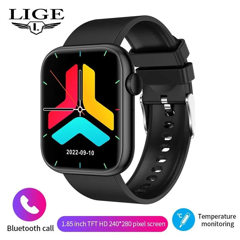 LIGE Women's Smart Watch: Full Touch Screen, Bluetooth Call, Waterproof, Fitness Tracker black