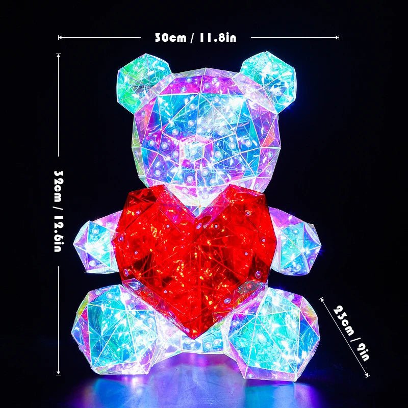 Light Up Teddy Bear with Red Heart LED - Luminous Rose Bear, Romantic Night Light, Valentine's Day, Birthday, Christmas Gift for Women 30CM Bear - No Box / CHINA