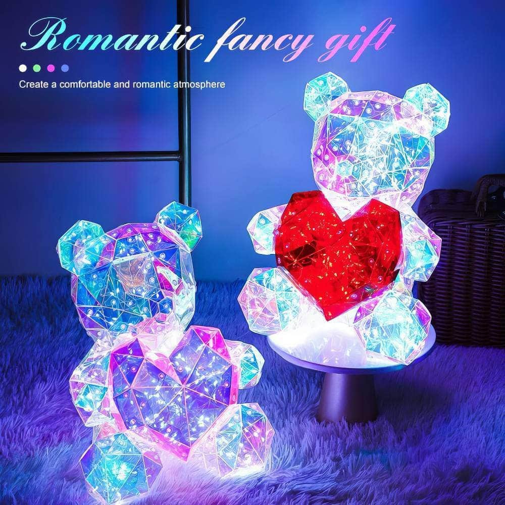 Light Up Teddy Bear with Red Heart LED - Luminous Rose Bear, Romantic Night Light, Valentine's Day, Birthday, Christmas Gift for Women